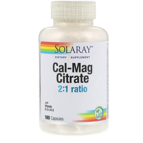 cal mag d|Solaray Calcium & Magnesium Citrate 2:1 Ratio w/Vitamin D